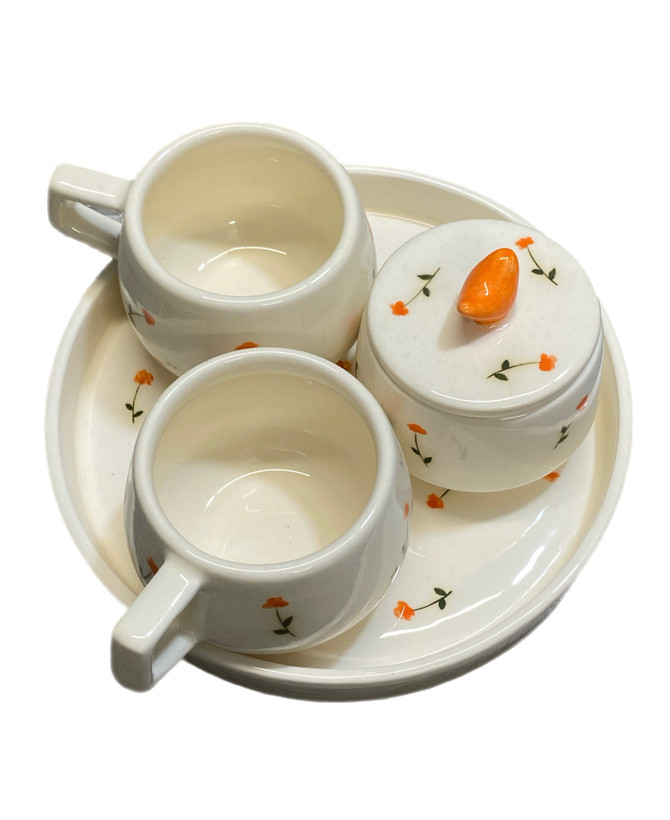 ست چای خوری سرامیکی مدل ٢ کاپ طرح گل